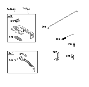 Controls Group Diagram and Parts List for 09P802-0006-H5 020000 - 09Z999 Briggs and Stratton Engine
